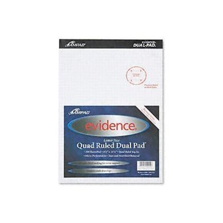 AMPAD CORPORATION Evidence Quad Dual-Pad, Micro-Perf, 8-1/2 x 11-3/4, 100 Sheets/Pad, 2 Pads/Pack AMP20210